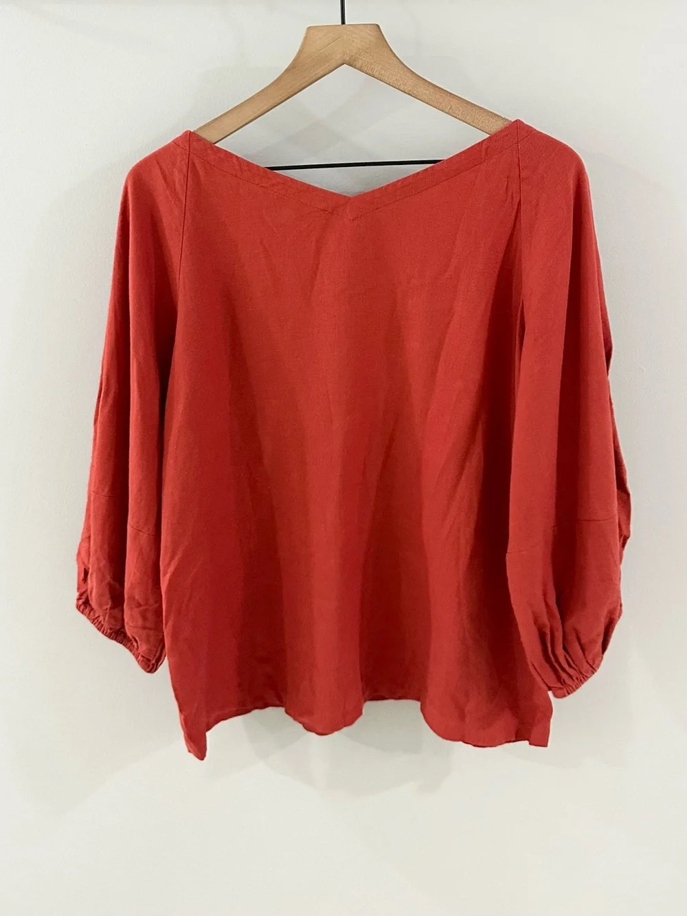 Loft Puff Sleeve Linen Blend Top // Orange // Small